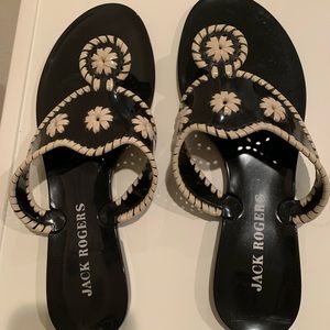 Jack Rogers Black and Ivory Jelly Sandal